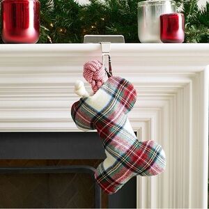 New, Pottery Barn Stewart Tartan Plaid Bone Stocking🎄